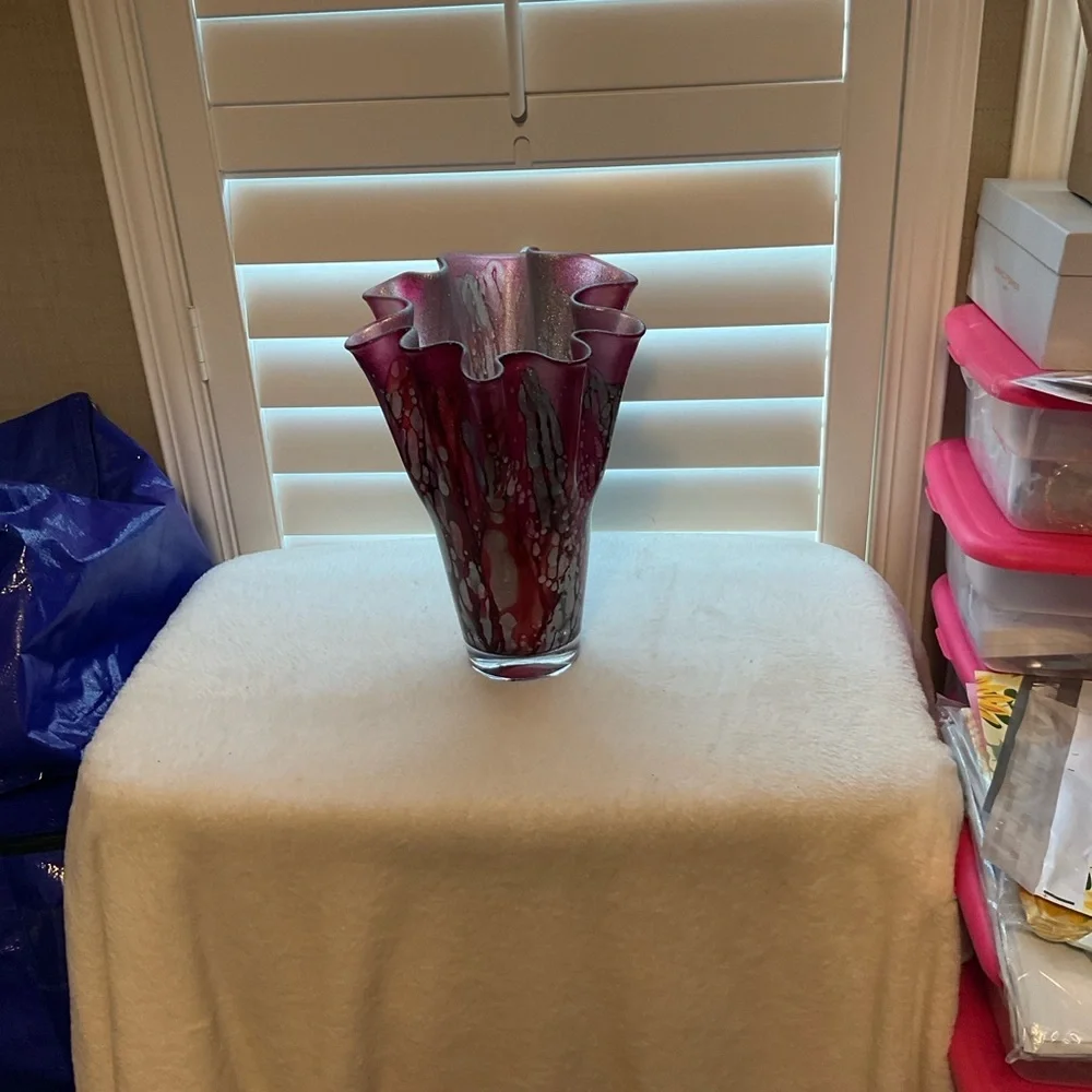 Elegant Purple and Silver Home Accent Vase
